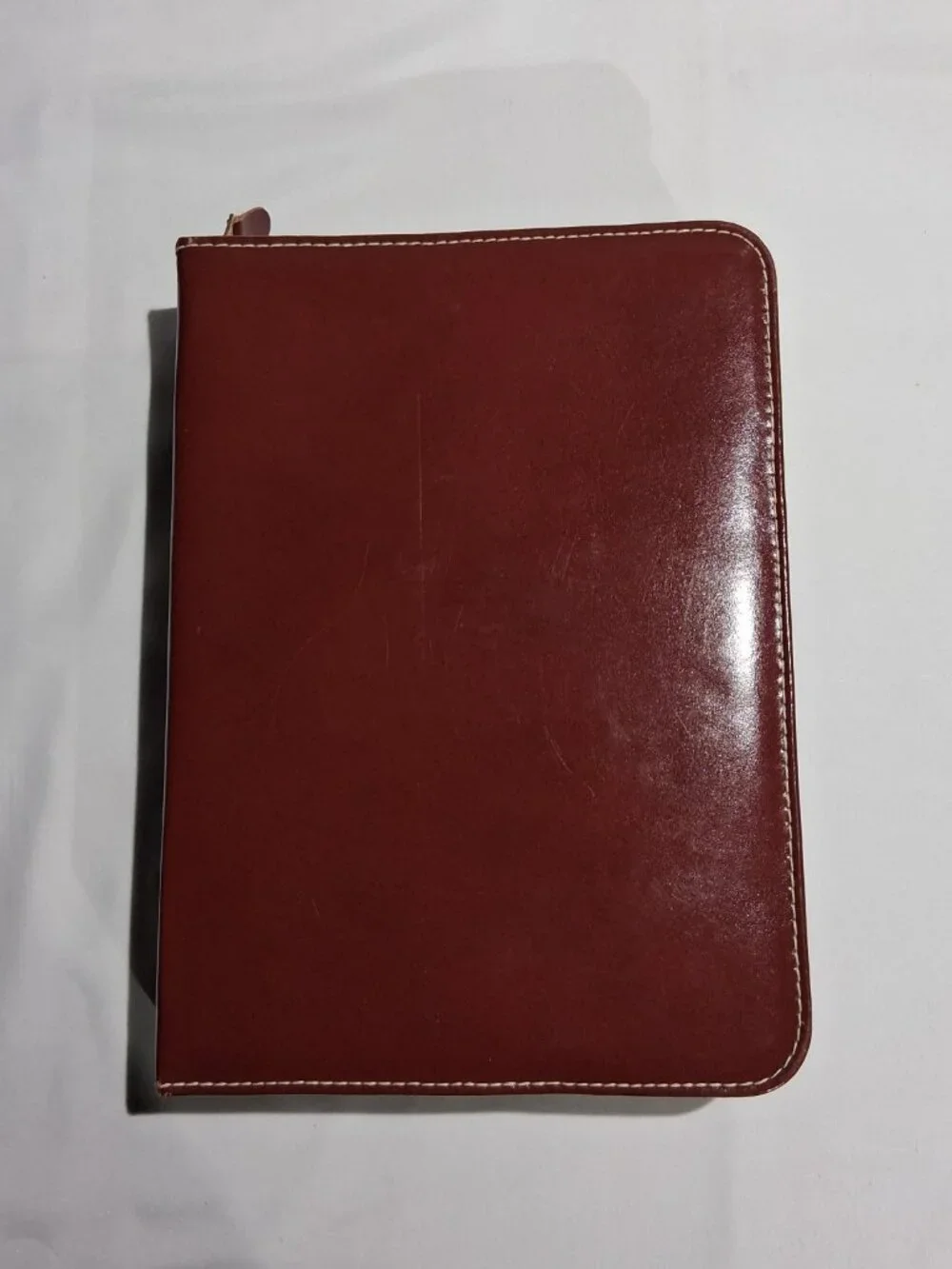 Leather Travel Kit  Zipper Case  Vintage 10 piece  Rust Brown  Lucite Silver VGC